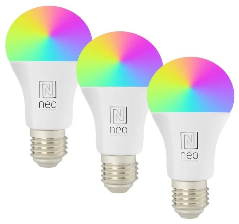 Immax NEO 07712CDO-SADA 3xLED RGB Stmievateľná žiarovka E27/9W/230V Wi-Fi Tuya+DO