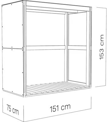 Prístrešok na drevo Bertilo 151 x 75 x 154 cm antracit/sivá