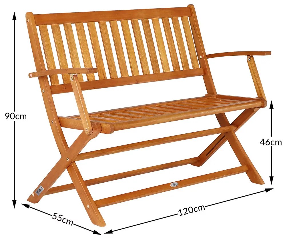 InternetovaZahrada Skladacia lavička 120 cm - eukalyptus