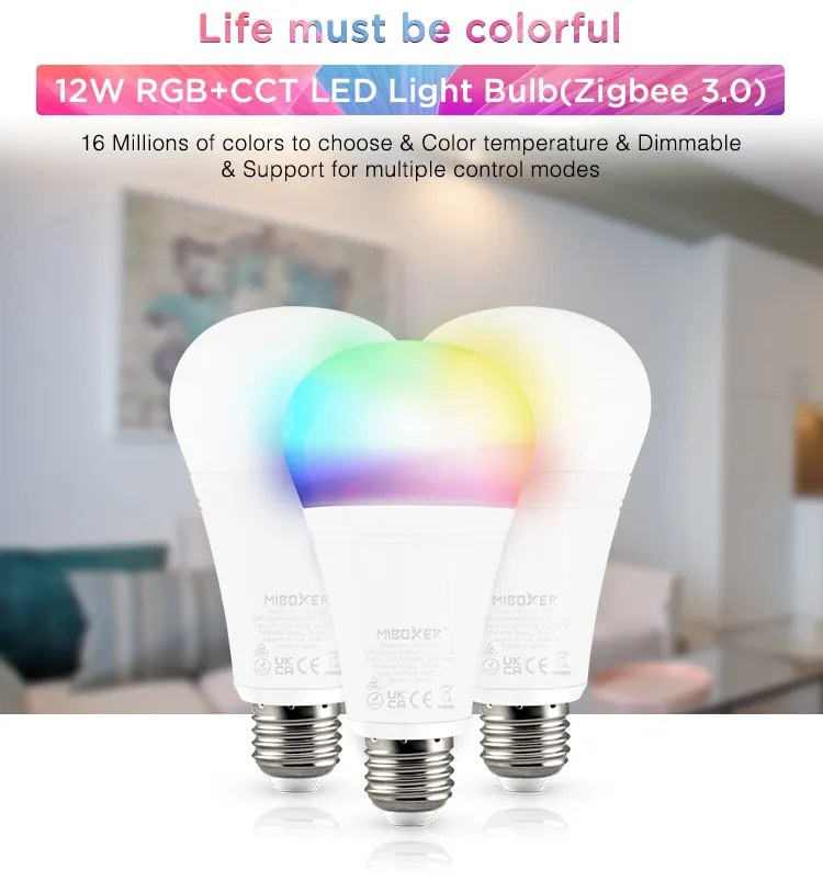 LED Solution Mi-Light MiBoxer ZIGBEE LED žiarovka RGB+CCT 12W E27 FUT105Z