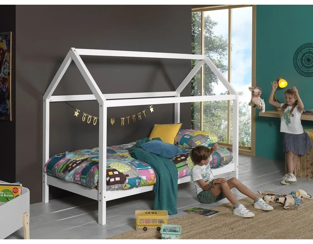 Biela domčeková detská posteľ 90x200 cm Dallas - Vipack