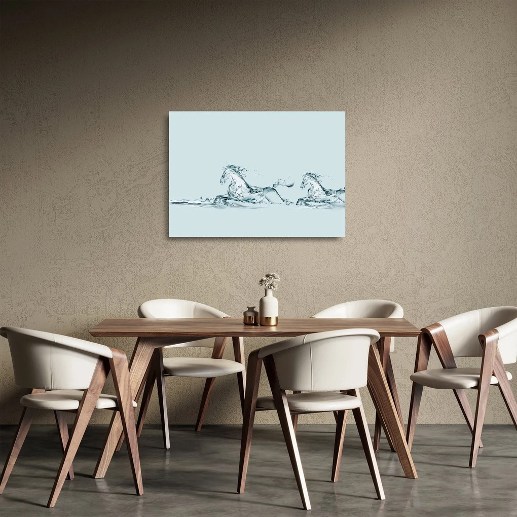 Sklenený obraz - Kone z kvapiek vody (70x50 cm)