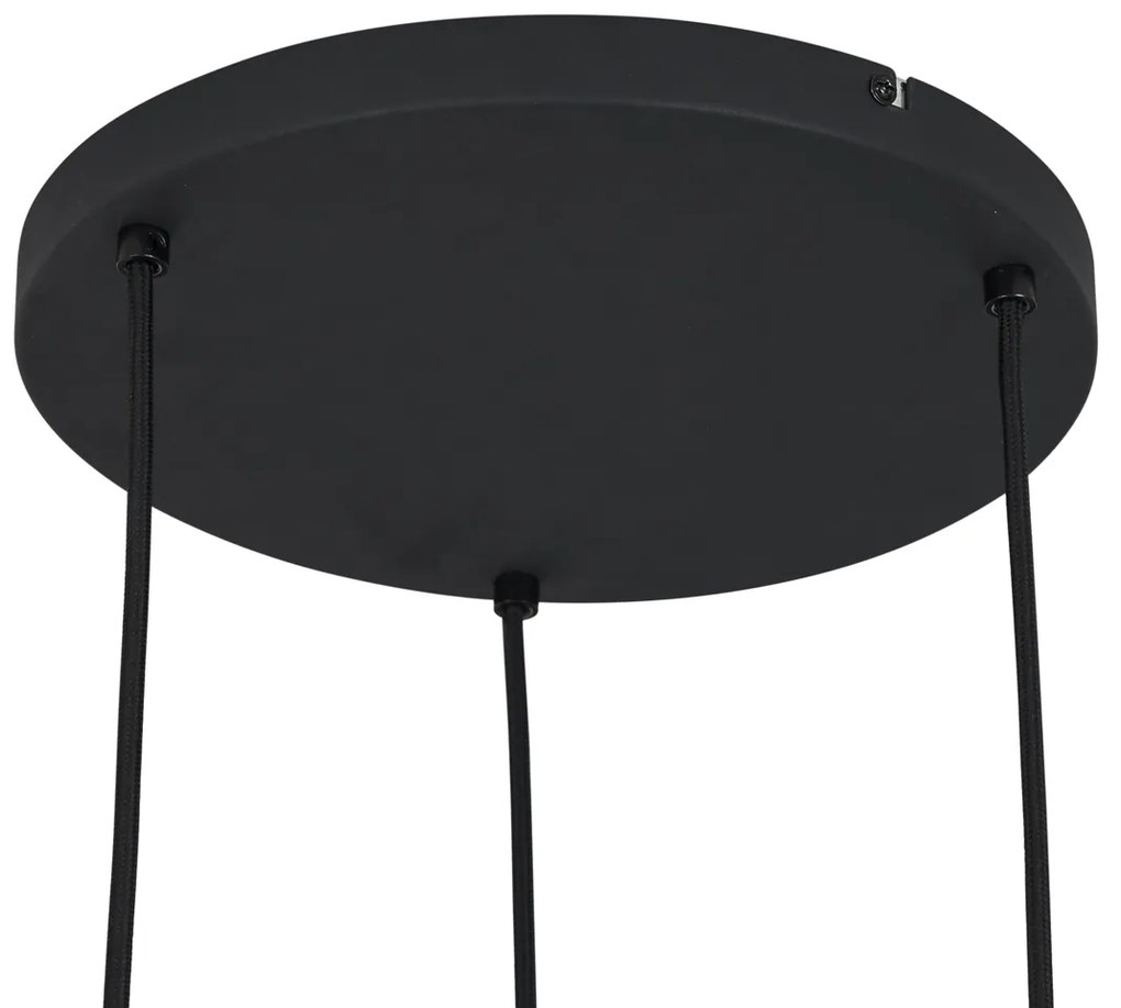 Moderné závesné svietidlo čierne s dymovým sklom 3-svetlá - Sheena