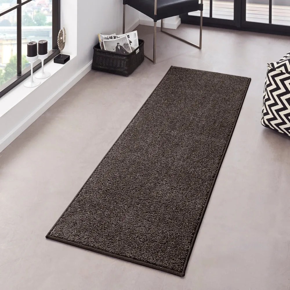 Antracitovosivý behúň Hanse Home Pure, 80 x 400 cm