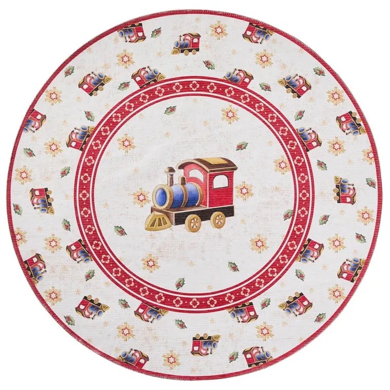 Červený okrúhly koberec s vianočným motívom ø 160 cm Toy's Delight Train – Villeroy&amp;Boch
