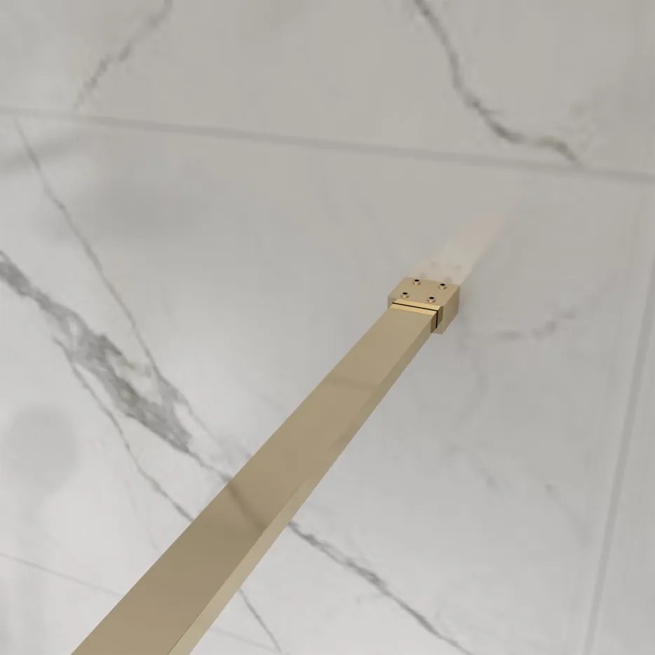 Erga Paris, sprchová zástena Walk-In 100x200 cm, 8mm šedé sklo, zlatý lesklý profil, ERG-V02-PARIS-100x200-GR-GD