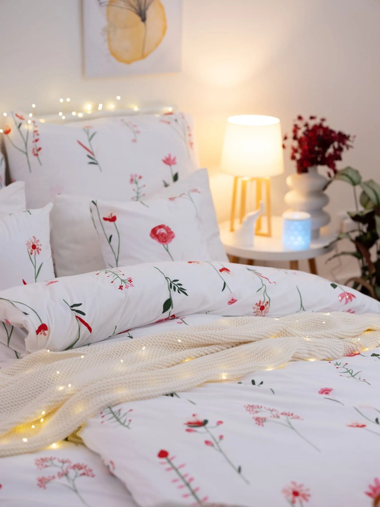 Francúzske bavlnené obliečky Renforcé – Vlčie maky bielé