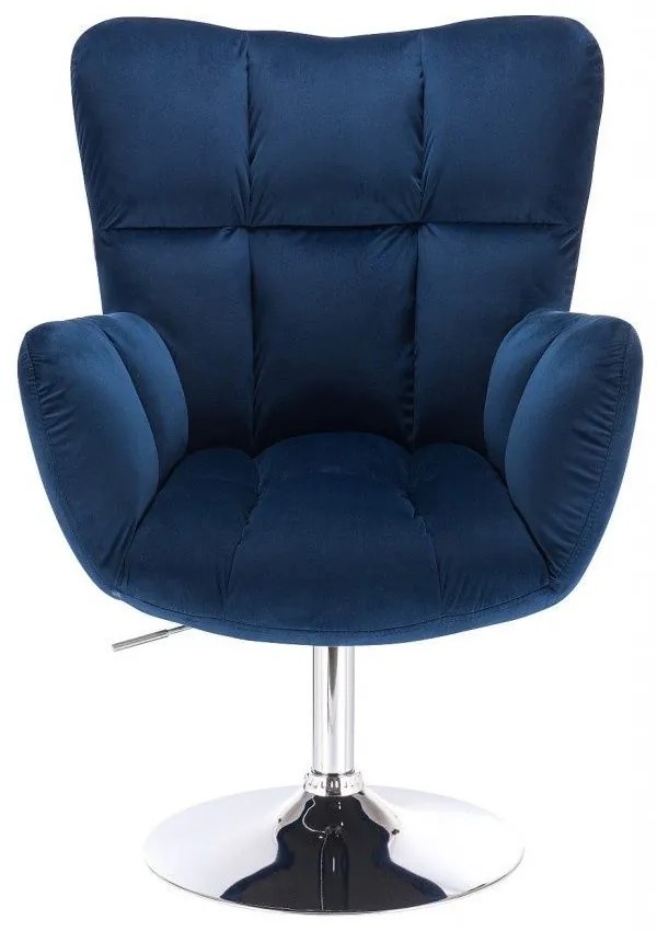 LuxuryForm DESIGN Otočné kreslo AURORA VELUR na striebornom tanieri - modré