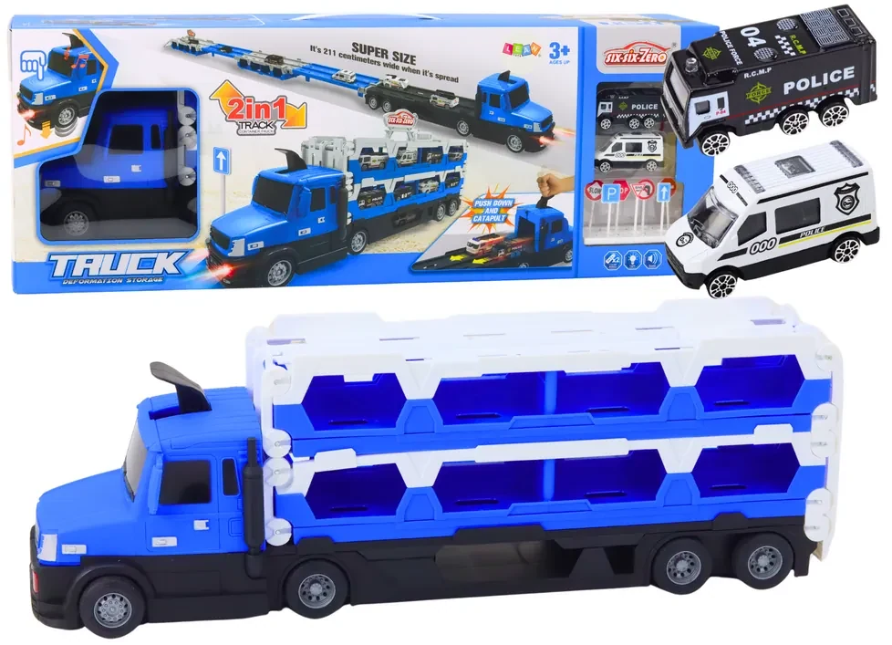 LEAN TOYS Pretekárska dráha Lora Odťahové vozidlo 2v1 - modrá