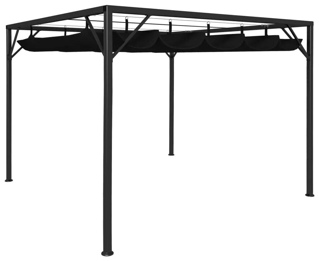 vidaXL Záhradný altánok so zaťahovacou strechou 3x3 m antracitový