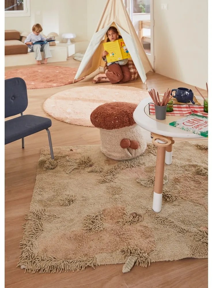 Svetloružový prateľný ručne tkaný bavlnený detský koberec ø140 cm Round Dot Rose – Lorena Canals