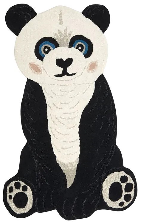 Vlnený detský koberec v tvare pandy 100 x 160 cm čierna/biela JINGJING Beliani