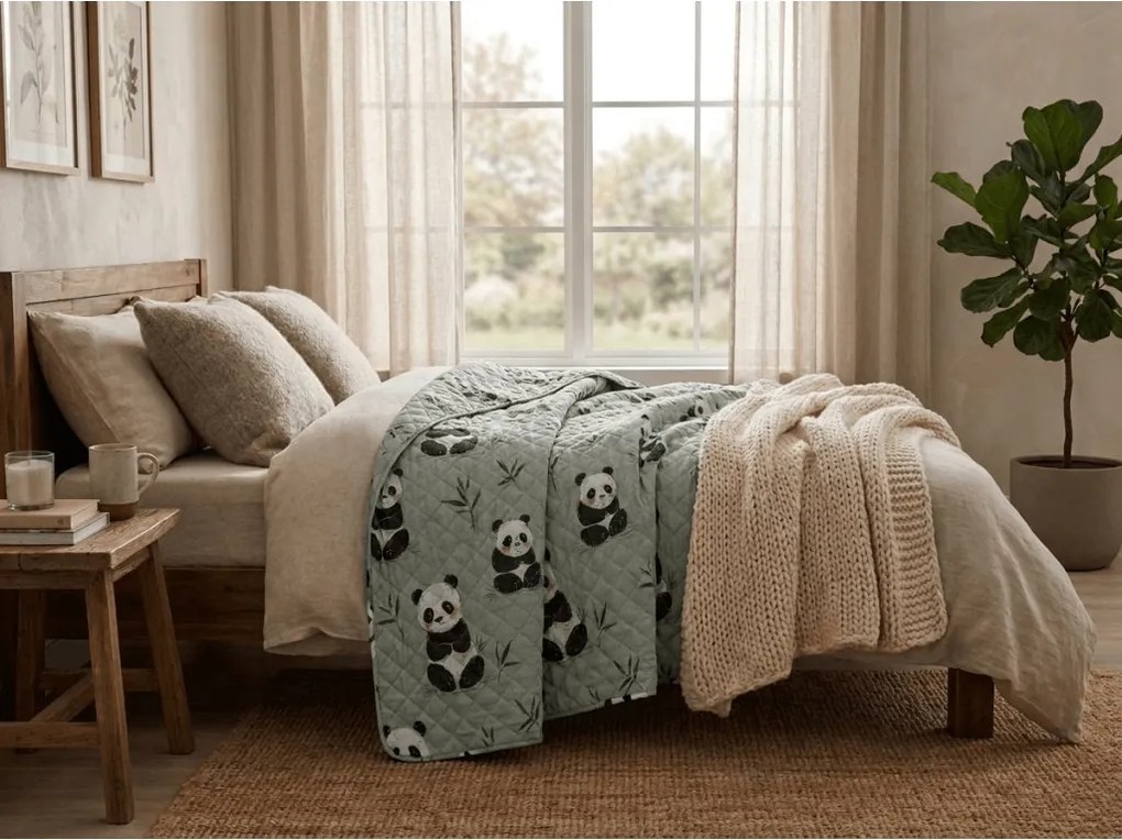 Prehoz na posteľ PANDA RELAX zelený Rozmer: 170 x 210 cm