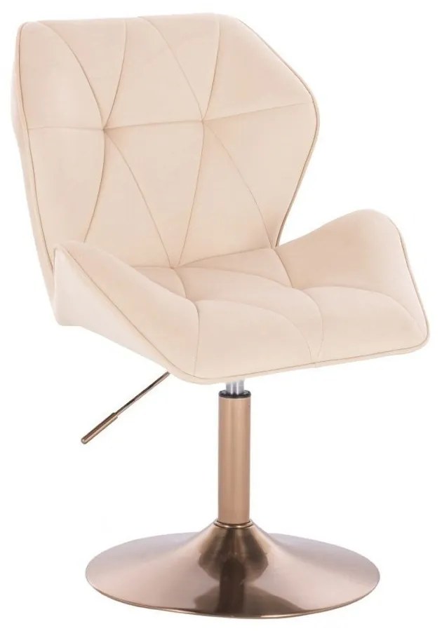LuxuryForm DESIGN Stolička MILANO MAX VELUR na zlatom tanieri - krémová