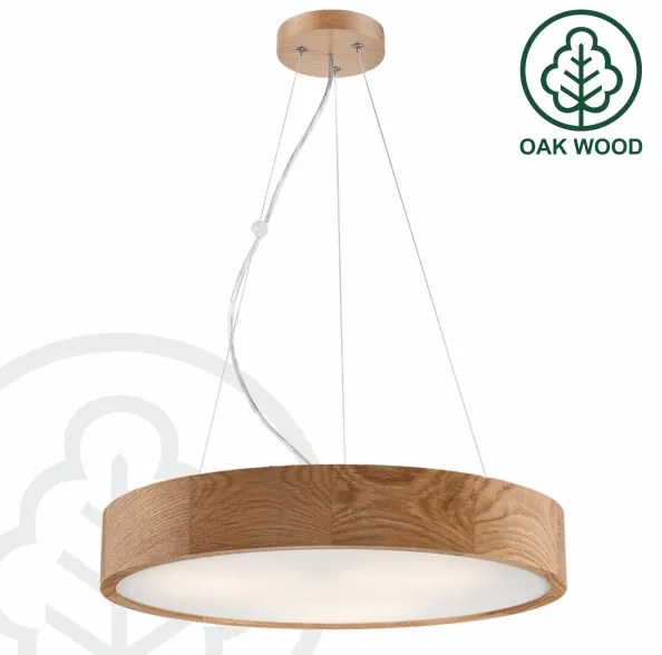 Brilagi - LED závesné svietidlo na lanku CARVALHO 3×E27/60W/230V, dub, Ø 47,5 cm
