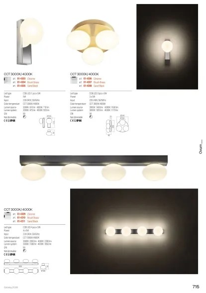 Redo 01-4307 - LED Kúpeľňové stropné svietidlo OVUM 3xLED/5W/230V IP44 mosadz