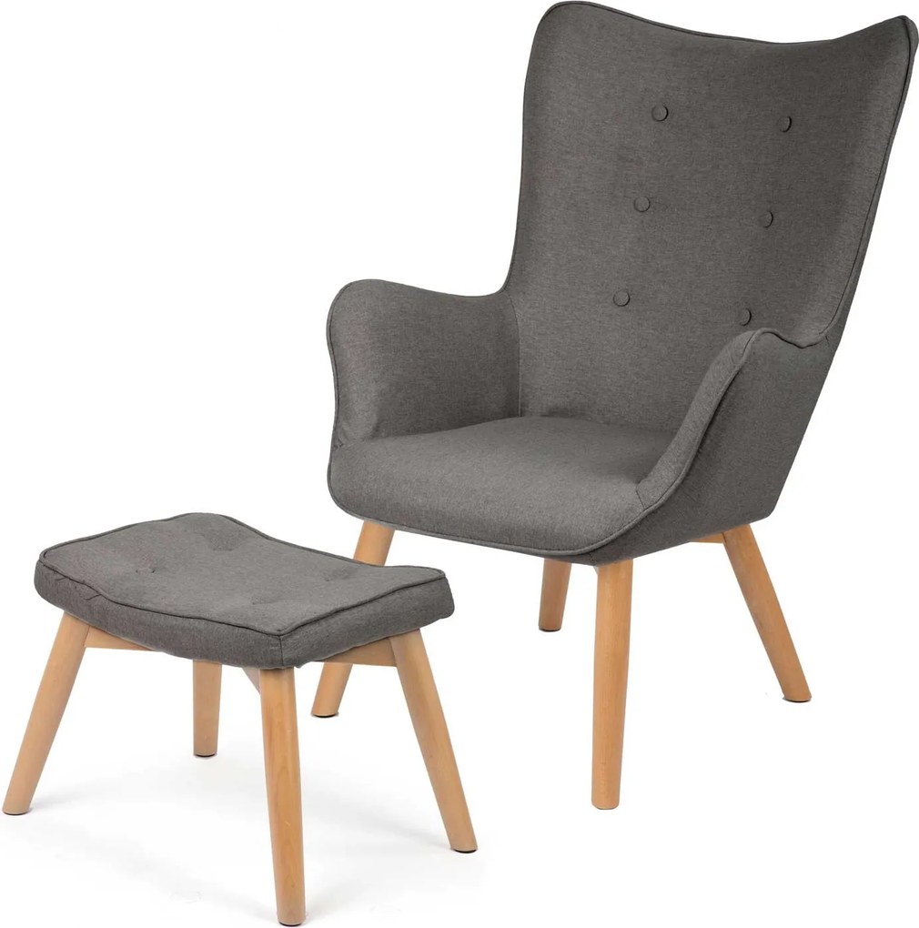 SOFOTEL Kreslo s opierkou na ruky a podnožkou Norse 2044 - tmavosivé