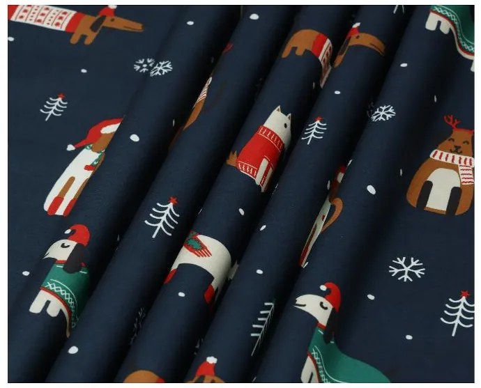 Livarno home Posteľná vianočná bielizeň z mikrovlákna, 200 x 220 cm (navy modrá) (100396369)