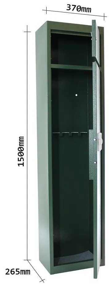 Skriňa na zbrane GUN 5EL - elektronický zámok, 1500x370x265 mm