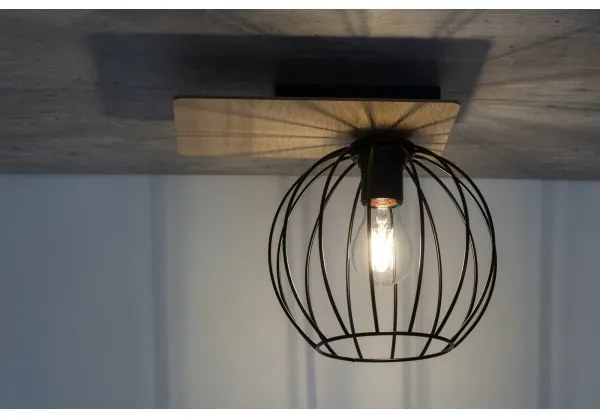 Prisadený luster CYBER 1xE27/60W/230V drevo/čierna