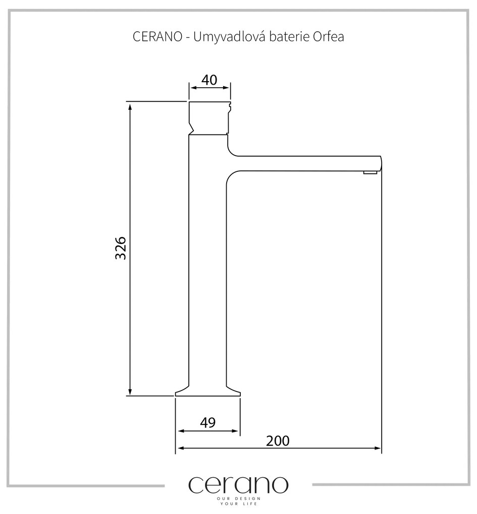 Cerano Orfea, vysoká umývadlová stojanková batéria h-326, čierna matná, CER-CER-423529