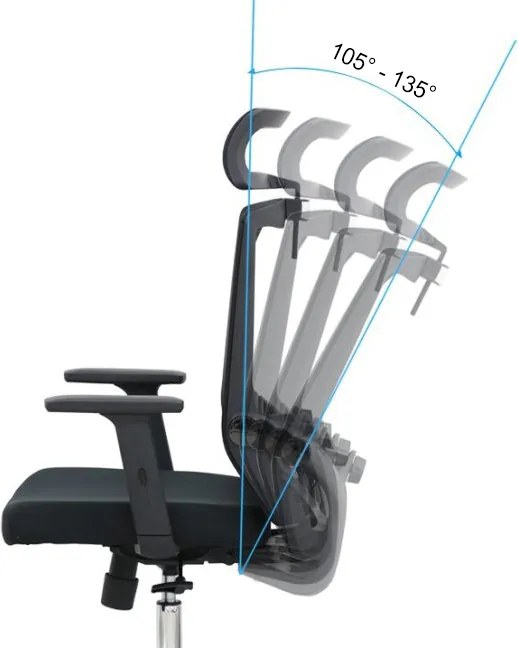 Kancelárska ergonomická stolička Neoseat GRANDINI — sieť / látka, čierna, nosnosť 150 kg