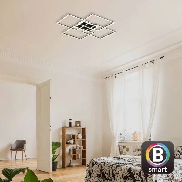 Brilo - LED stmievateľné stropné svietidlo FRAME 50W/230V Wi-Fi Tuya + diaľkové ovládanie 72,4x72,4cm čierne