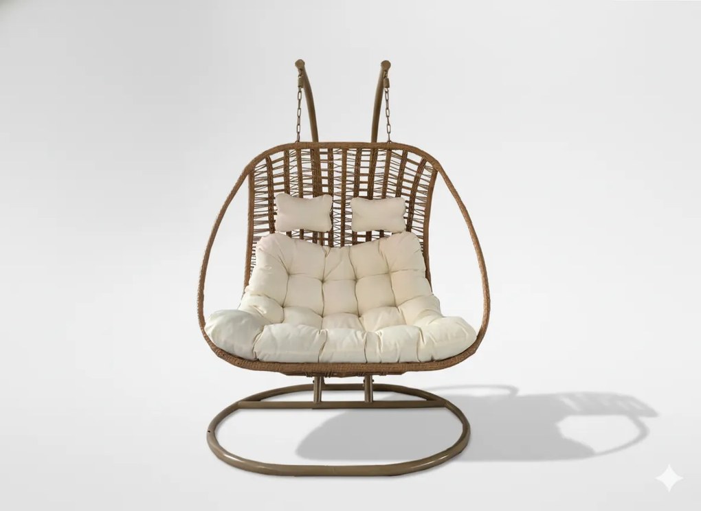 CH SURI DVOJMEDZINÁVODNÁ ZÁVESNÁ STOLIČKA – PRÍRODNÁ, KRÉMOVÝ VANKÚŠ, PRÍRODNÝ RÁM