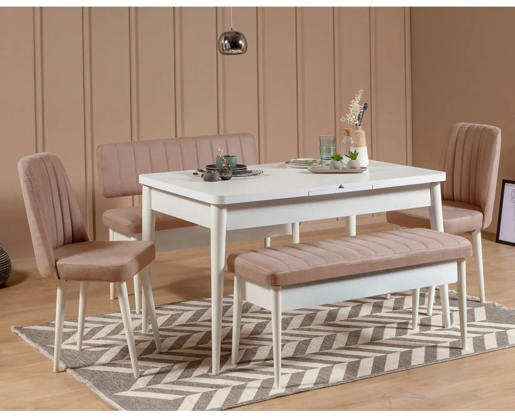 Lavica VINA s úložným priestorom 110 cm biela/béžová