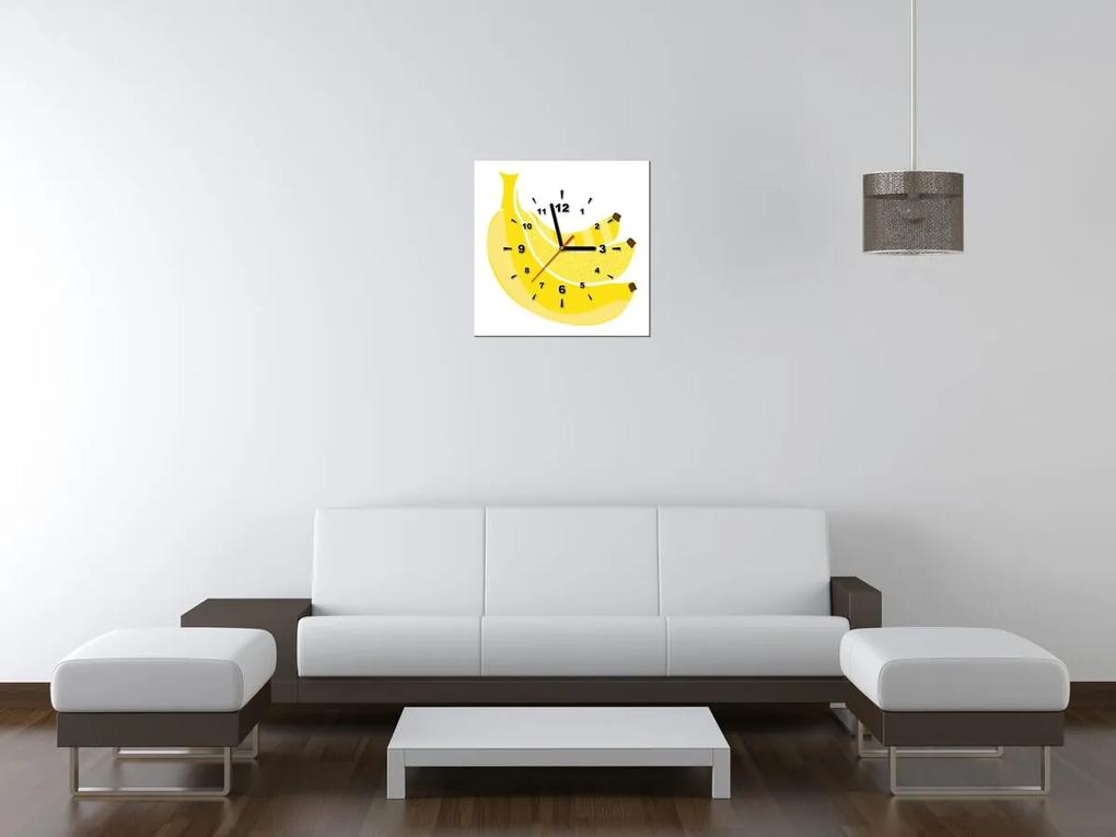 Gario Obraz s hodinami Banány Rozmery: 30 x 30 cm