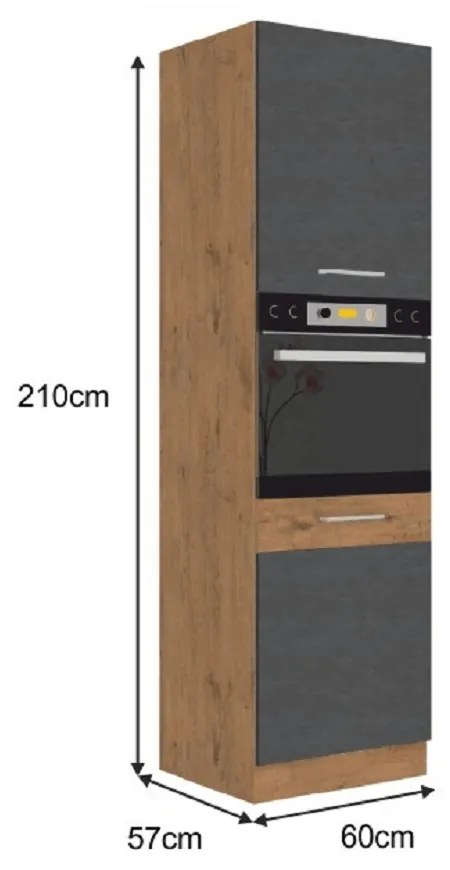 Kuchynská skrinka na vstavané spotrebiče 60 DP-210 2F Velaga (sivá matná + dub lancelot). Vlastná spoľahlivá doprava až k Vám domov. 1015885