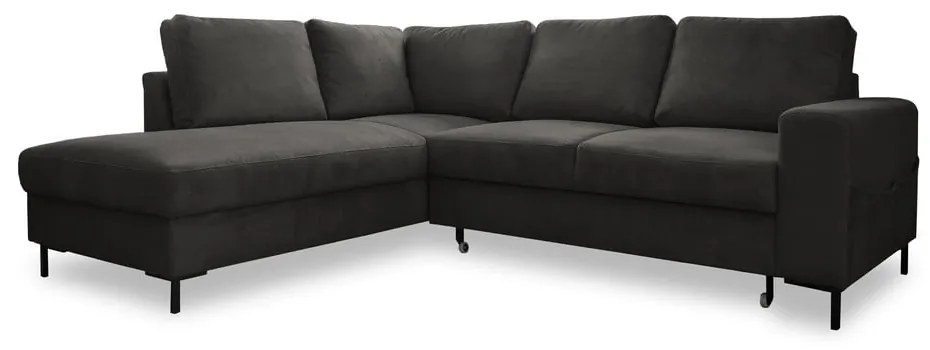 Tmavosivá menčestrová rozkladacia rohová pohovka (ľavý roh) Lofty Lilly – Miuform