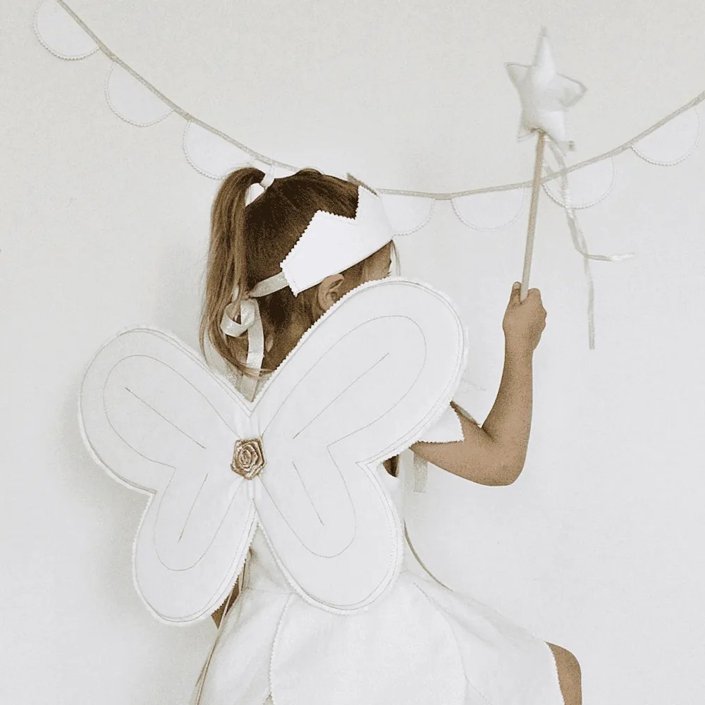 Ľanová kúzelná palička biela so zlatom