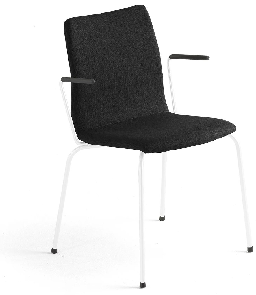 Konferenčná stolička OTTAWA, s opierkami rúk, čierna tkanina, biela