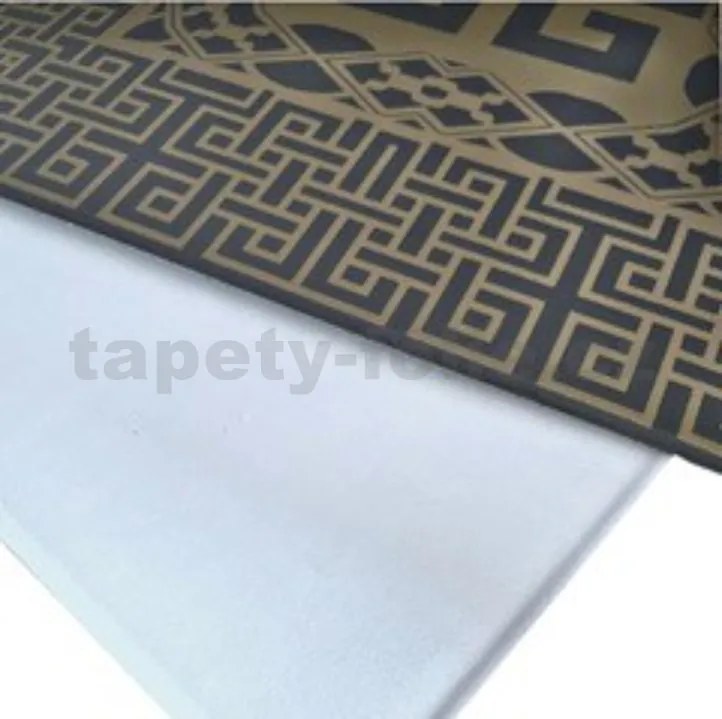 Stropné panely 3D XPS 0039, cena za kus, rozmer 50 cm x 50 cm, VERSO - grécky kľúč zlato-čierny, IMPOL TRADE