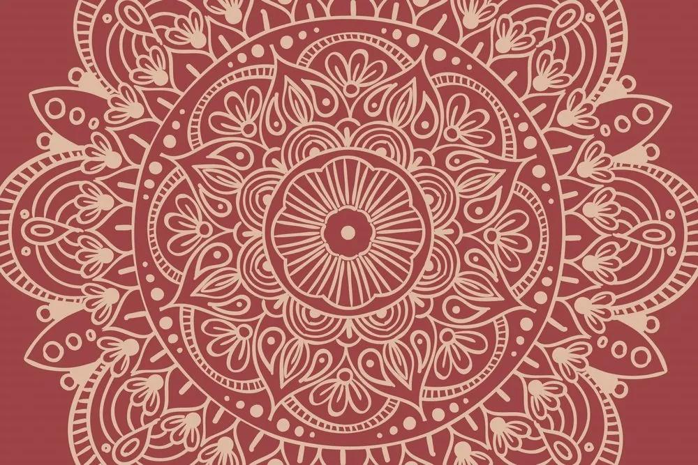 Samolepiaca tapeta Mandala na bordovom pozadí - 150x100