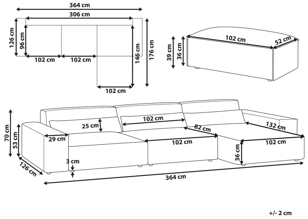 3-miestna modulárna rohová pohovka s taburetom ľavostranná sivá HELLNAR Beliani