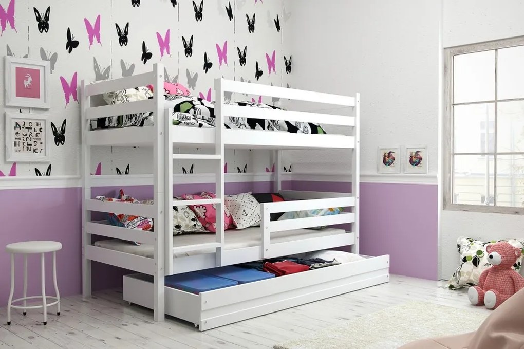 Poschodová posteľ s úložným priestorom Euro, biela, 160x80cm