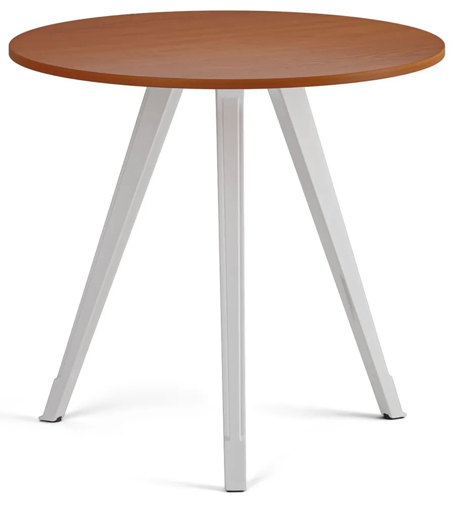 Konferenčný stôl PRIMO ZEN, priemer 80 cm, biela podnož, čerešňa