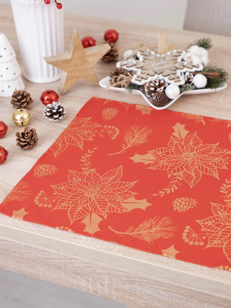 Lurexová Vianočná servítka Slávnostná červená - 40 × 40 cm