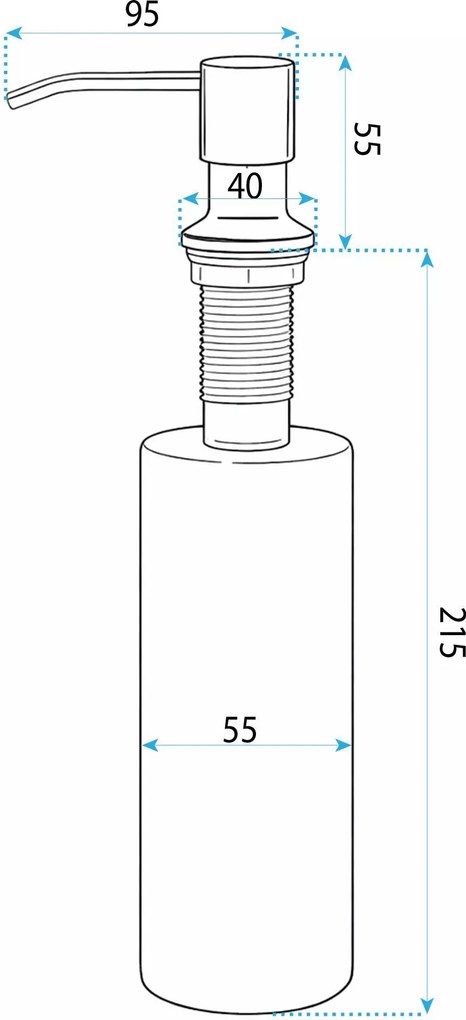 Vstavaný dávkovač mydla/saponátu REA LON, 300 ml, nikel kartáčovaný