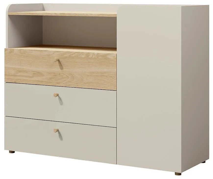 Komoda Yuki 9 Sivá béžová/Olejovaný dub