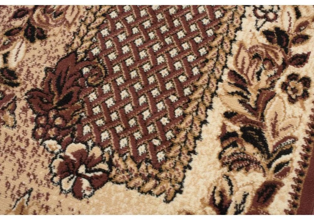 Kusový koberec PP Květiny hnědý atyp 100x250cm