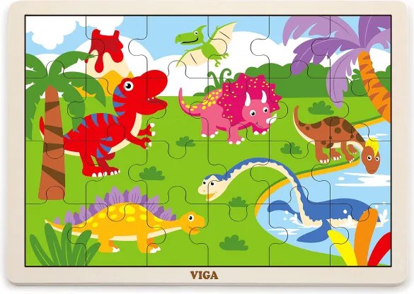 Puzzle na podstavci Viga 51460 24 dielikov - dinosaury