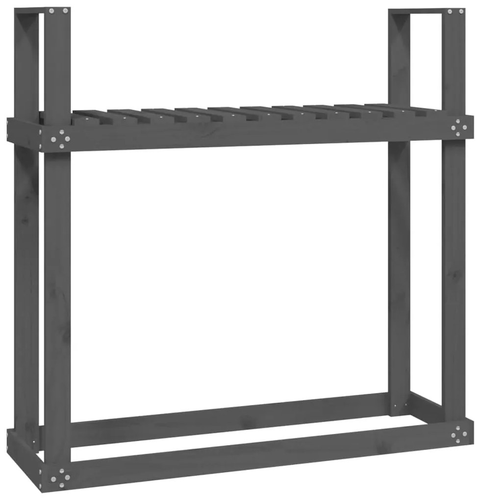 Stojan na palivové drevo sivý 110x35x108,5 cm masívna borovica