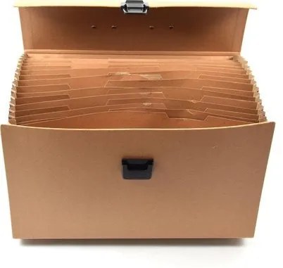 Zložka, organizér na dokumenty – kufrík, 19 priehradiek, hnedá, KRAFT