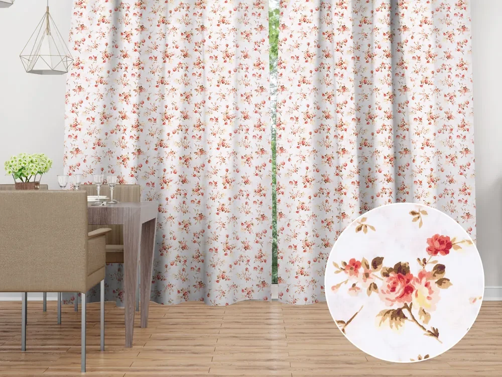 Biante Bavlnený záves Sandra SA-304 Oranžovo žlté ružičky na bielom 150x250 cm