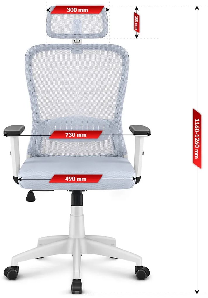 PreHouse Ergonomická otočná kancelárska stolička Hell's Chair HC- 1022 Grey White FABRIC