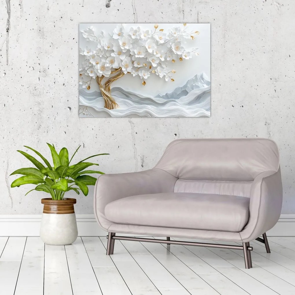 Sklenený obraz – 3D elegantný strom života (70x50 cm)