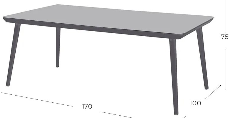 Sivý záhradný jedálenský stôl Hartman Sophie, 170 x 100 cm